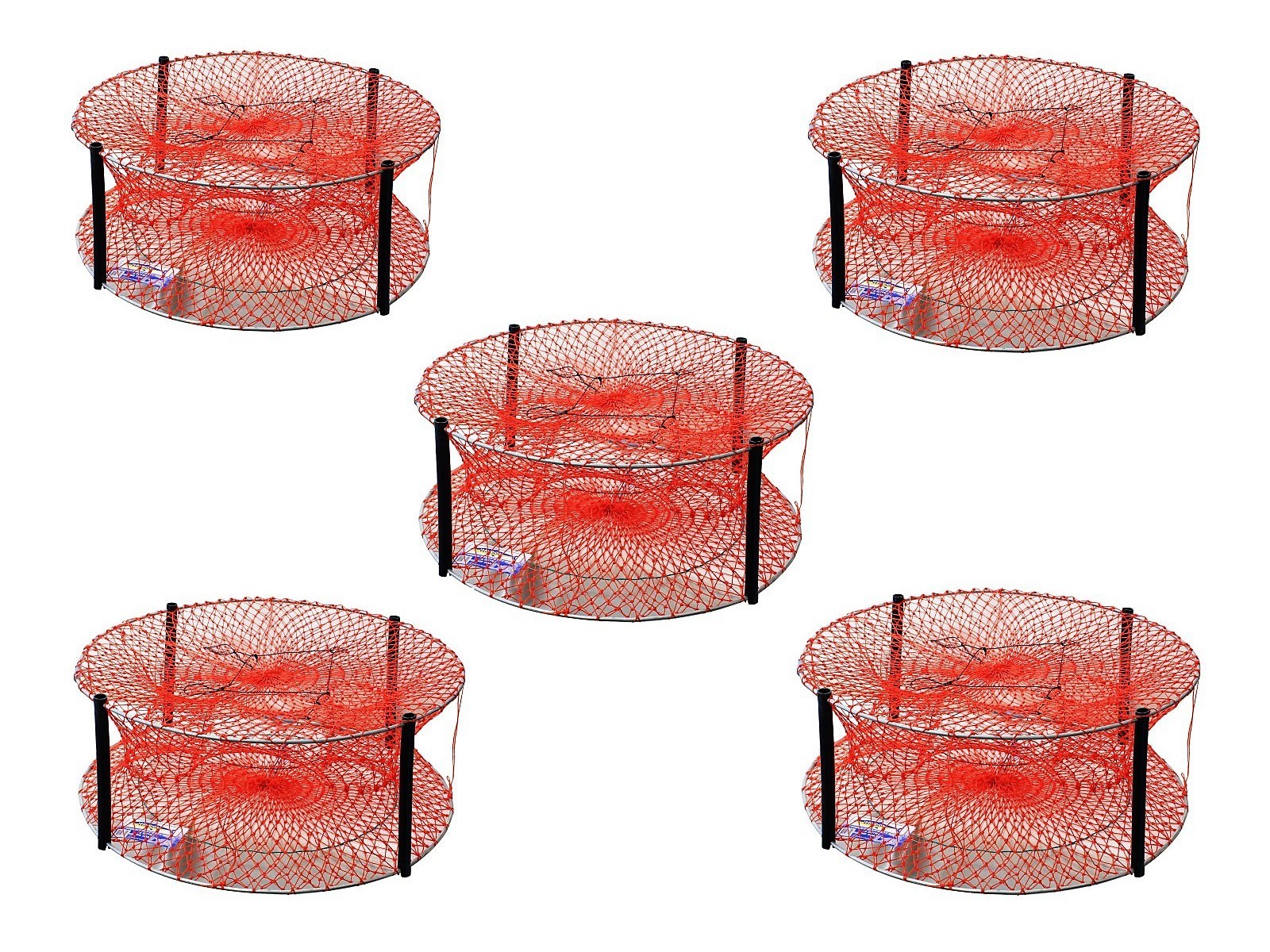 5 x Wilson Heavy Duty Round Crab Traps - Bulk Pack of 4 Entry Crab