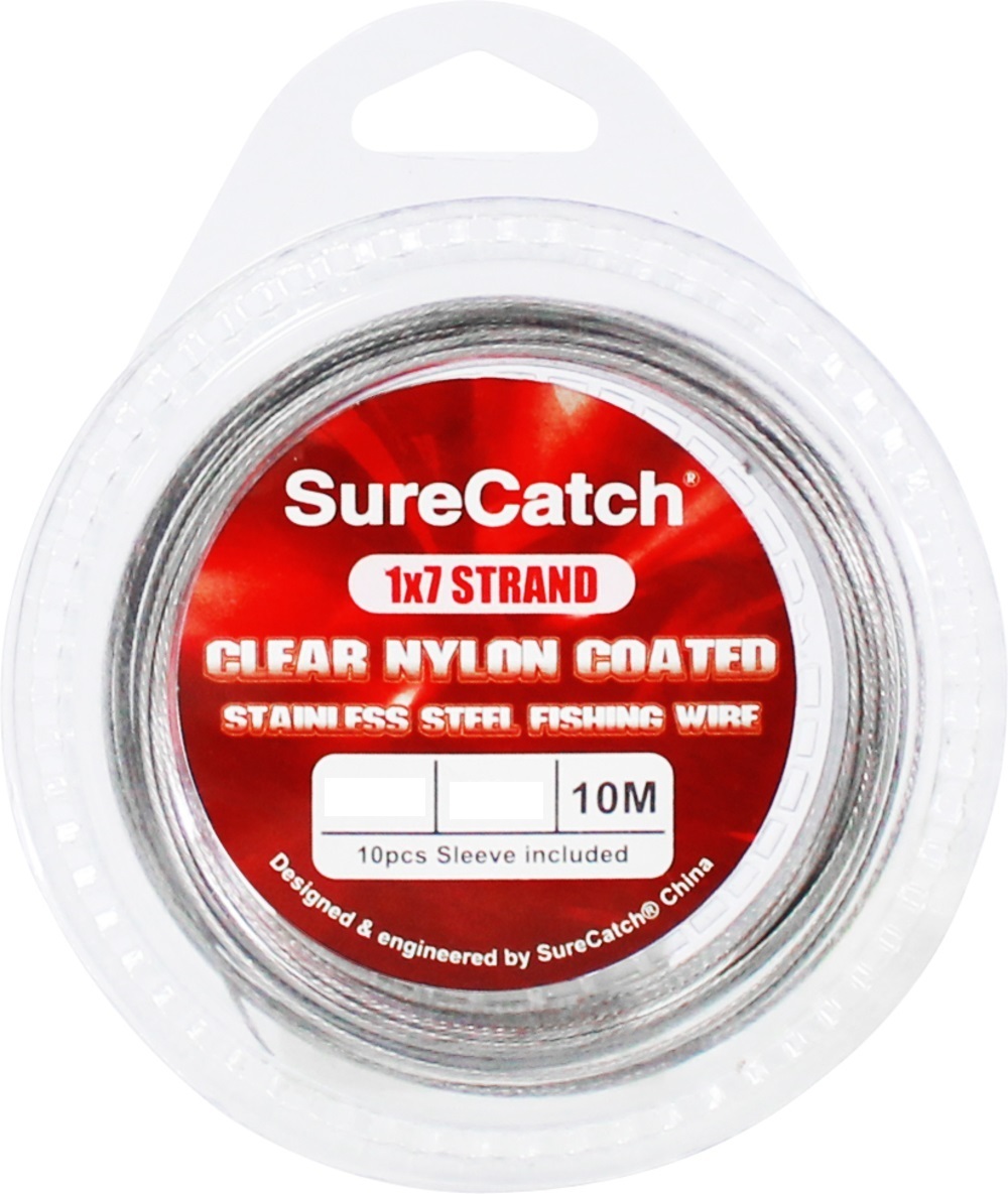 10m Coil of Surecatch Clear Nylon Coated Stainless Steel Fishing Wire