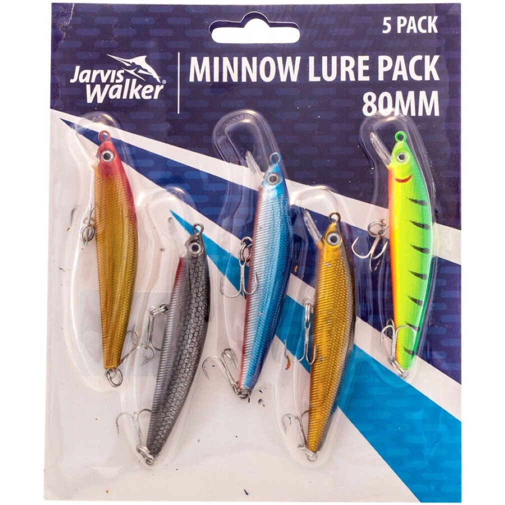 Jarvis Walker 80mm Minnow Lure Pack - 5 Pack of Floating Hard