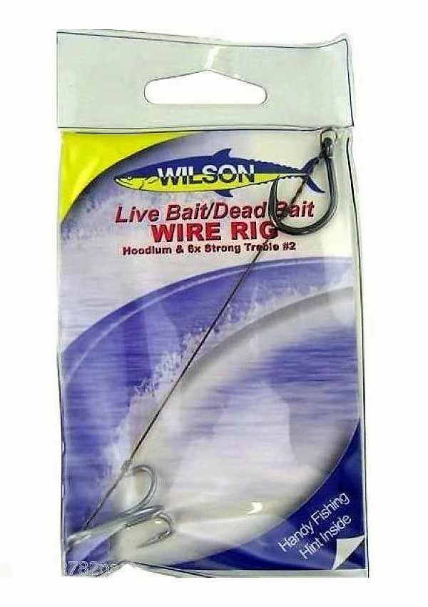 WILSON LIVE BAIT/DEAD BAIT WIRE RIG - #2 TREBLE & HOODLUM - 69LB WIRE TRACE