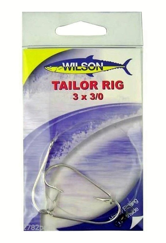WILSON TAILOR FISHING RIG 3x3/0 HOOK-SETUP - 40LB CLEAR