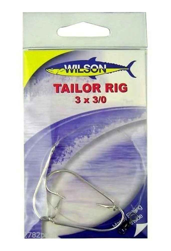 WILSON TAILOR FISHING RIG 3x3/0 HOOK-SETUP - 40LB CLEAR MONO LEADER