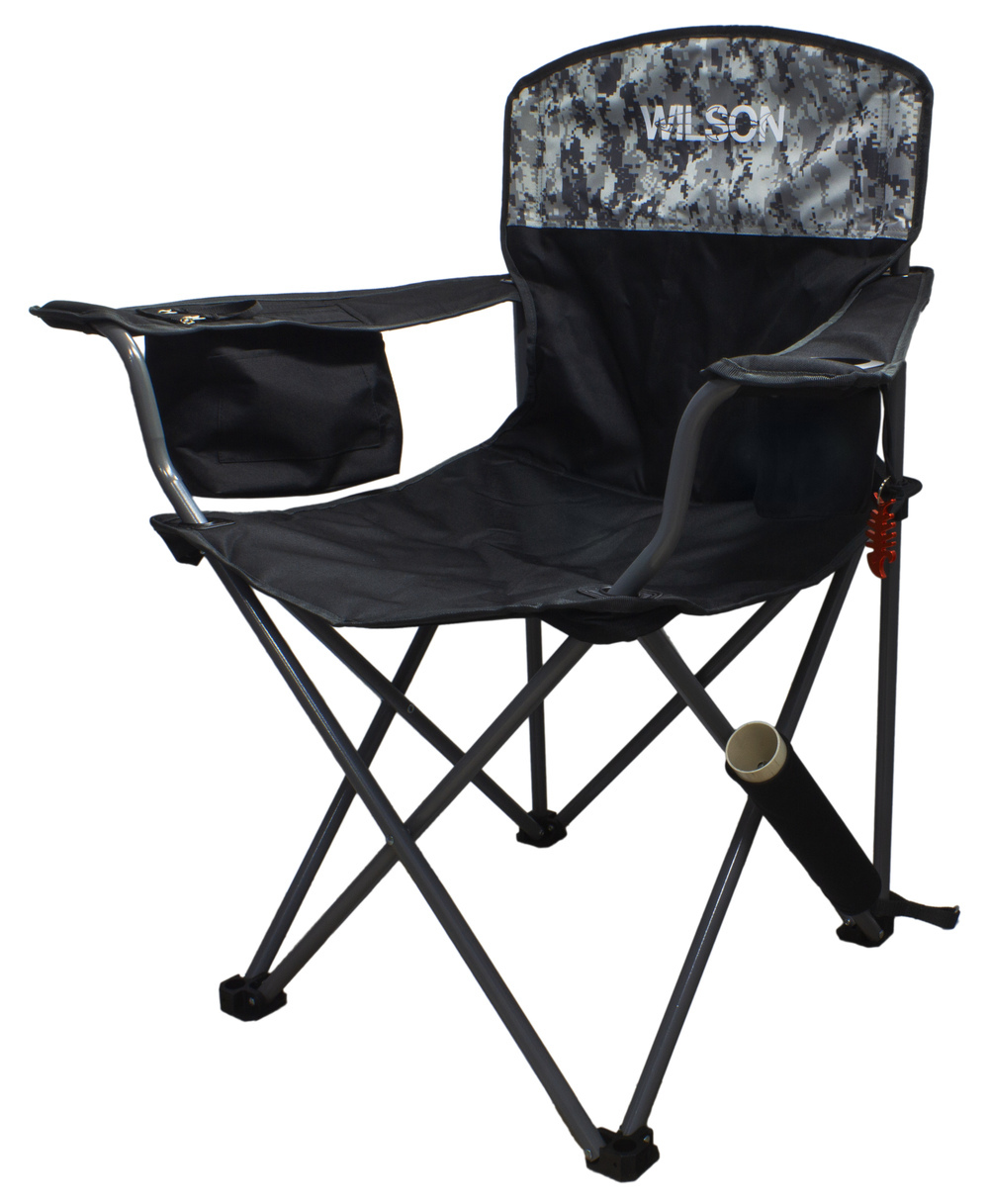 Fishing Chair with Rod Holder – Built in Cooler – Hands Free Fishing Pole Holder - Storage Pouch – Storage Bag for Fishing Accessories – Full Size