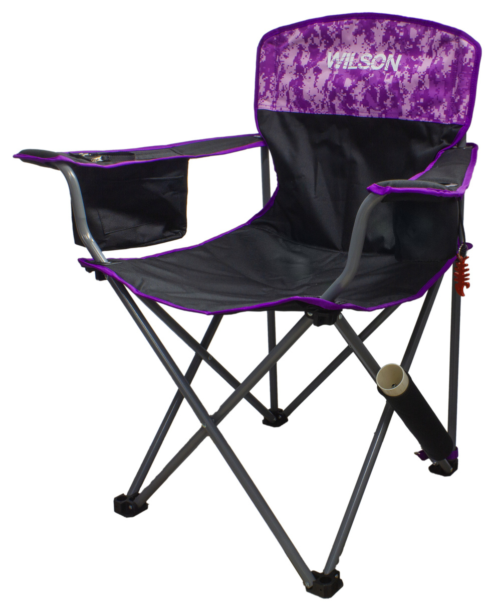 Wilson Digi Camo Pink Camping/Fishing Chair with Lined Cooler Bag and Rod  Holder