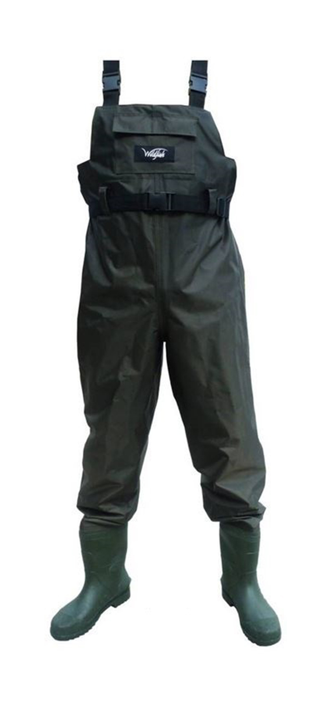 Wildfish Chest Wader-Tough Nylon/PVC Fishing Wader with Integrated Boot