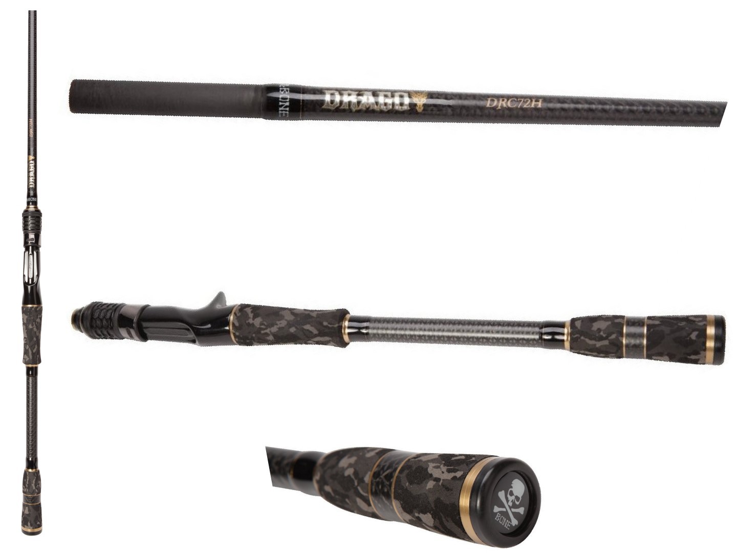 Bone Drago Fast Taper Graphite Baitcaster Fishing Rod