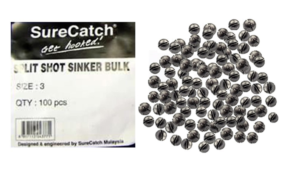 100 x Size 3 Split Shot Fishing Sinkers Hooked Online