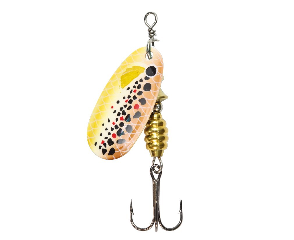 Size 3 TT Lures Spintrix Inline Spinner Lure Rigged with Mustad Treble Hook  - BROWN TROUT