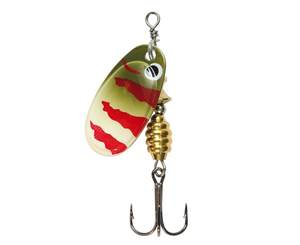 Size 3 TT Lures Spintrix Inline Spinner Lure Rigged with Mustad Treble Hook  - REDFIN PERCH