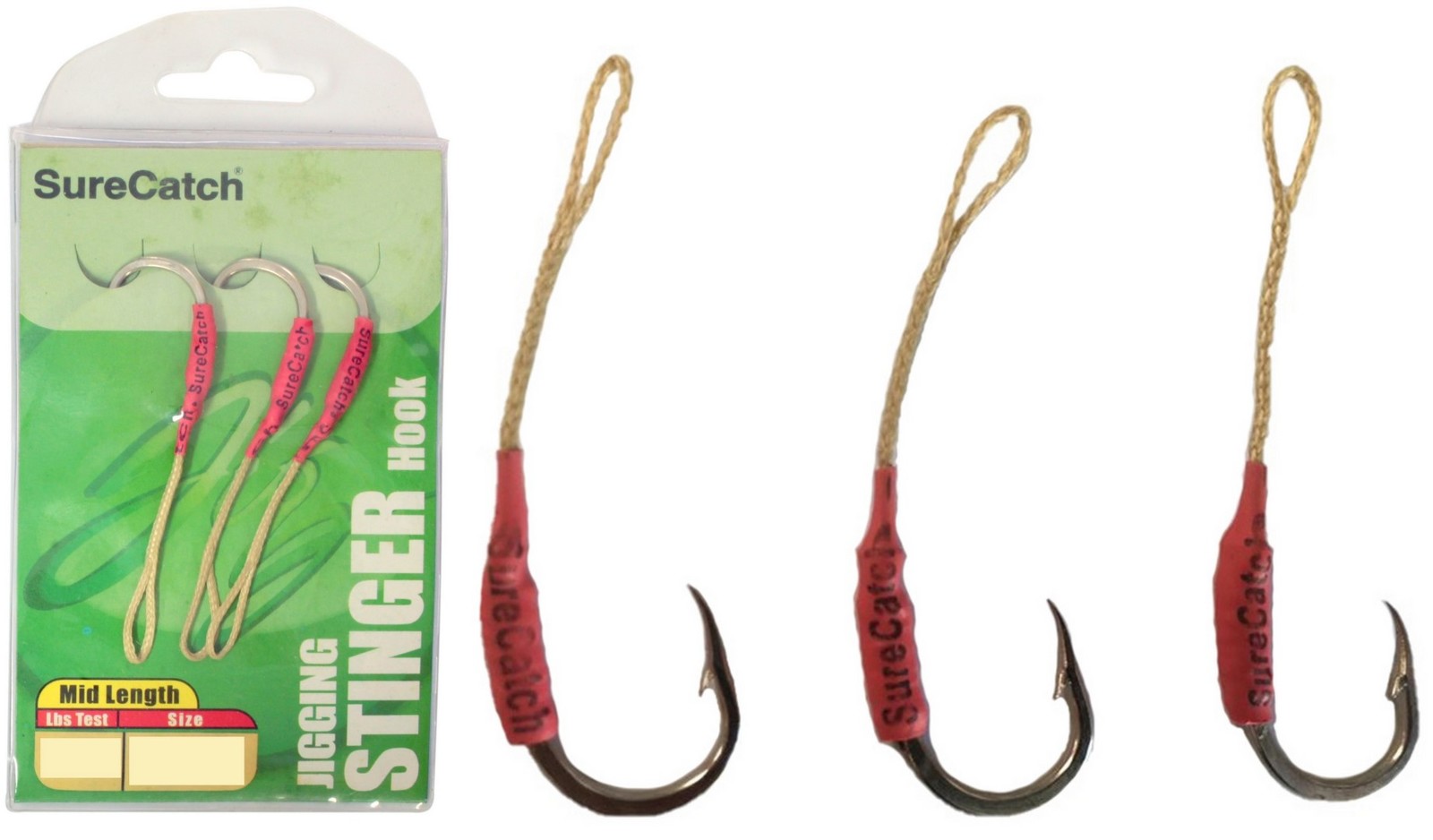 Pack of Surecatch Mid Length Stinger Jigging Hook Rigs Mustad
