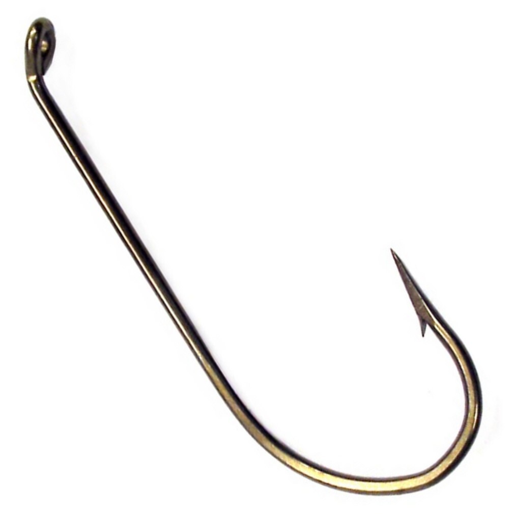 100x Mustad 4540 1/2 Bronze Long Shank Kirby Fishing Hooks - Size