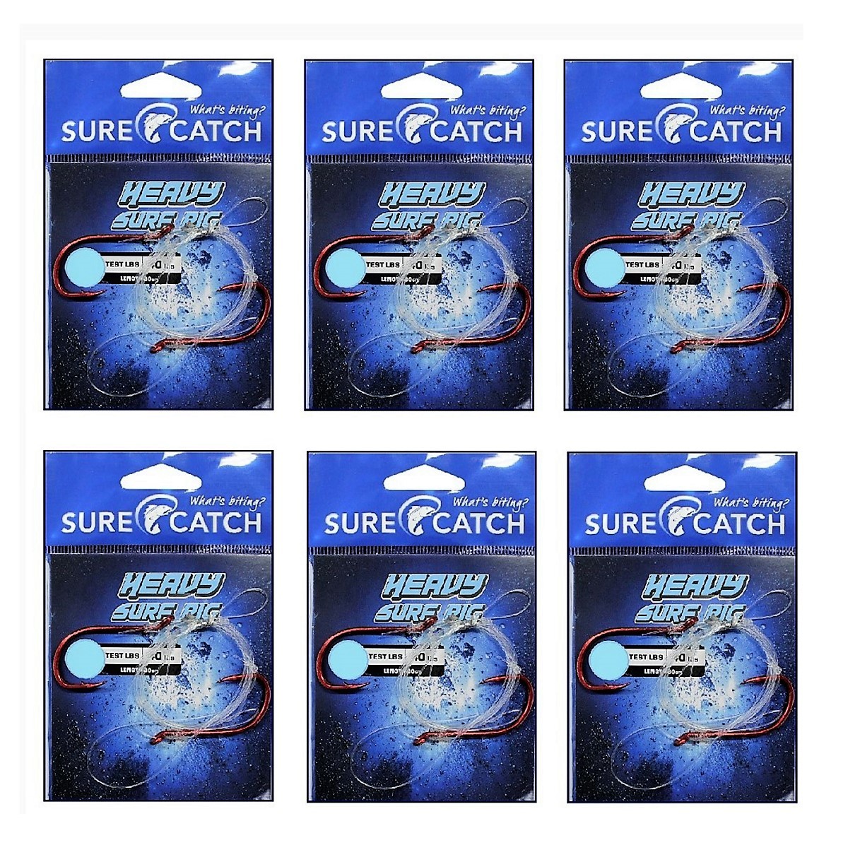 Heavy Surf Rig 6 Pack of Surecatch Pre-Tied Heavy Surf Rigs with Chemically Sharpened ...