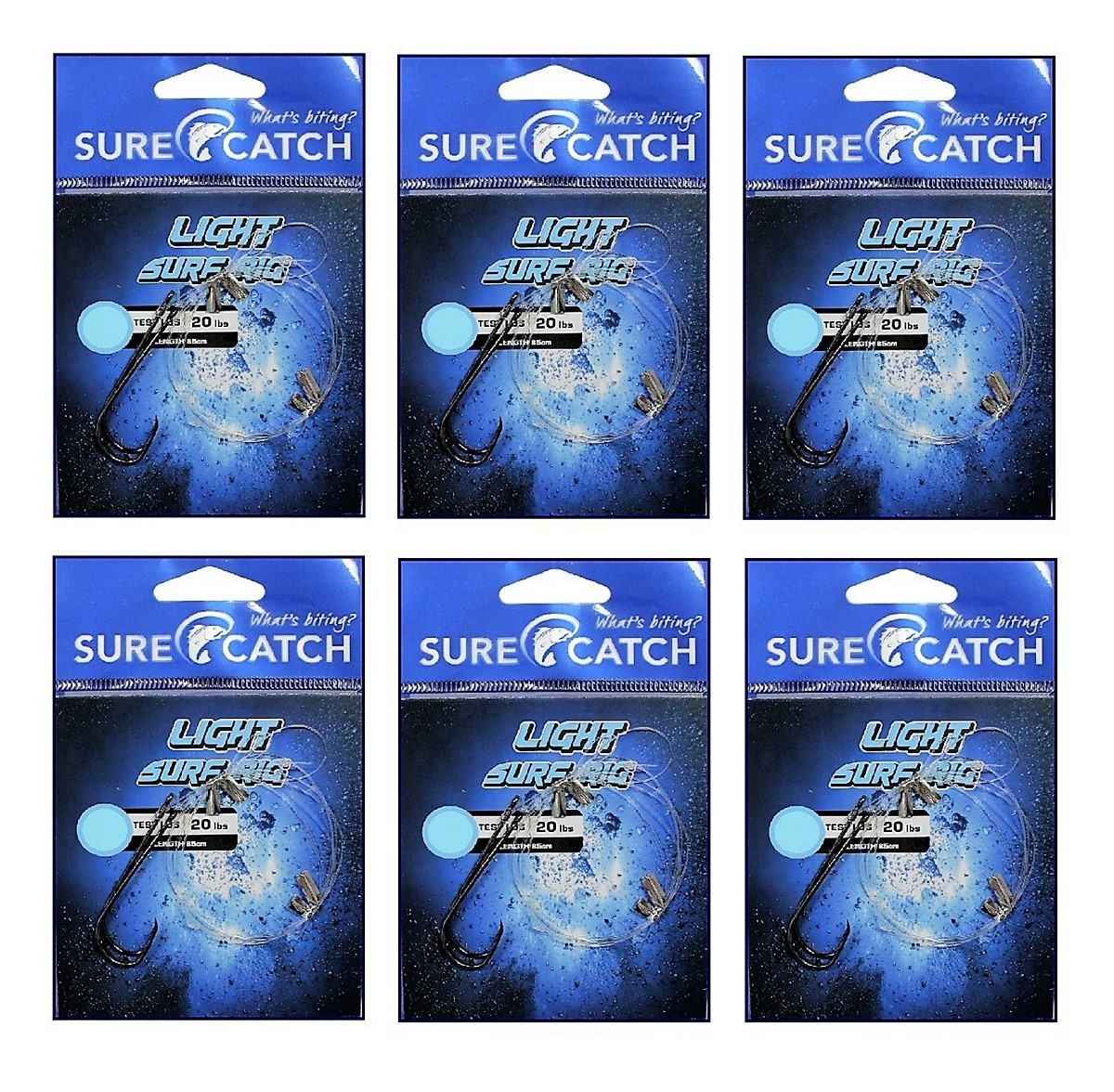 Sure Catch Fish Rigs 6 Pack of Surecatch Pre-Tied Light Surf Rigs with Chemically Sharpened ...