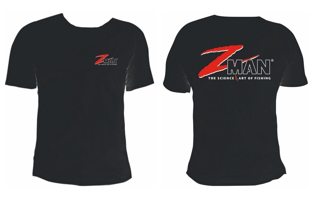 Black Zman Logo Tee Shirt - 100% Cotton Short Sleeve Fishing Shirt