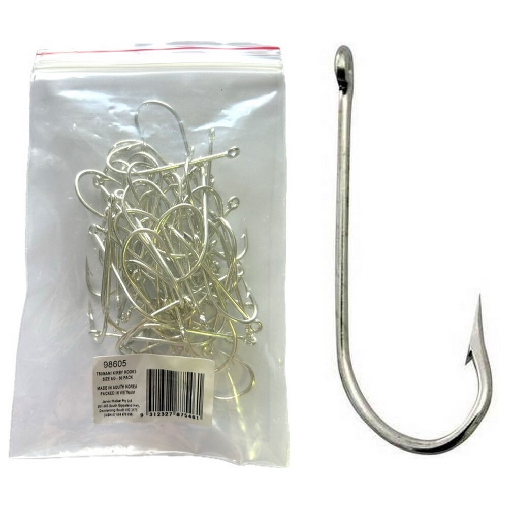 50 Pack of Tsunami Size 6/0 Kirby Fishing Hooks - Made in South