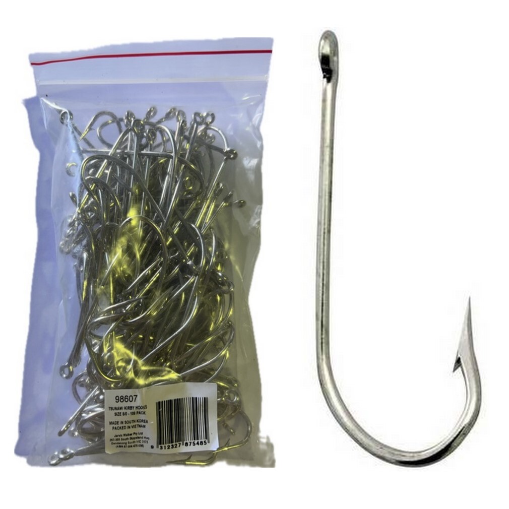 100 Pack of Tsunami Size 8/0 Kirby Fishing Hooks - Made in South