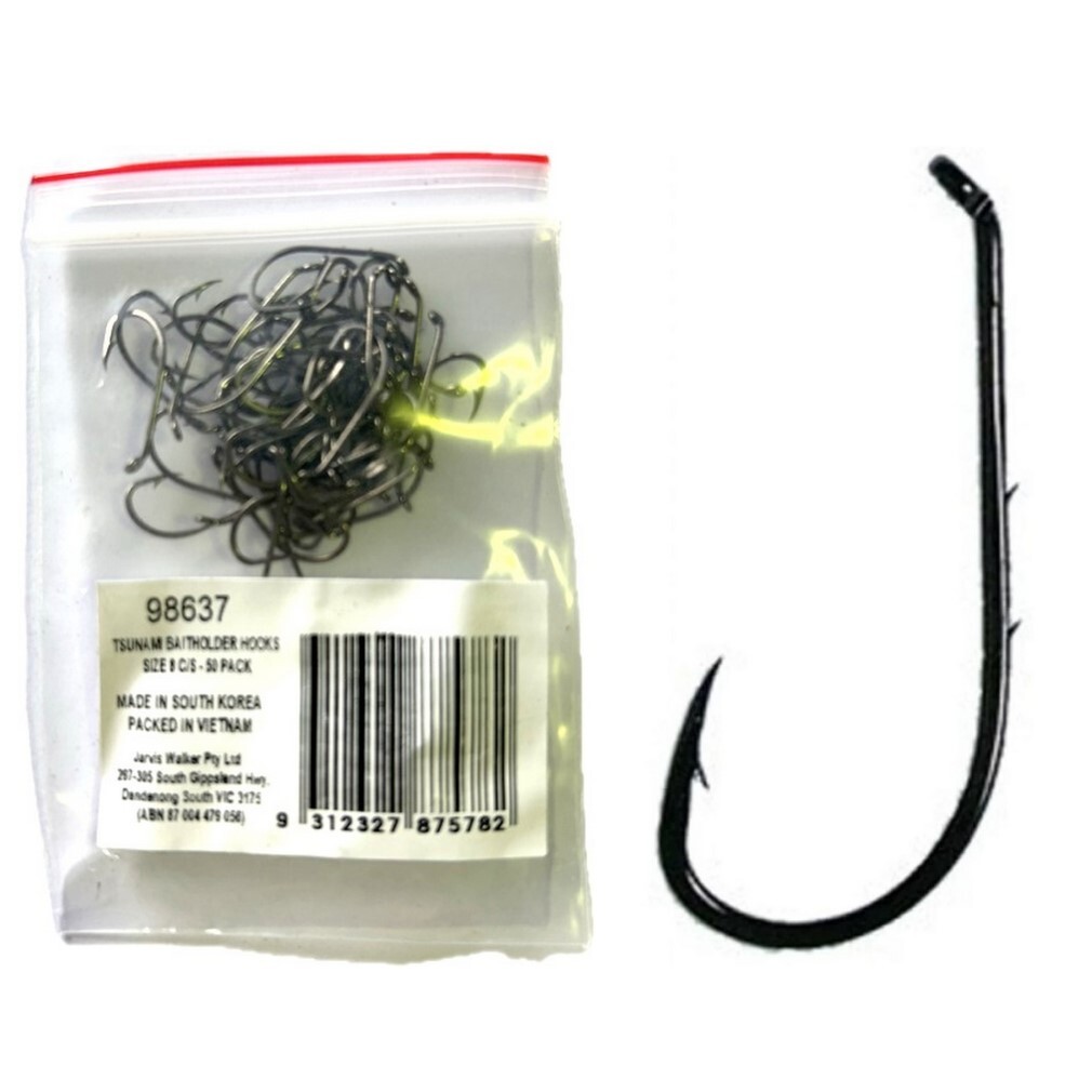 50 Pack of Tsunami Size 2 Chemically Sharpened Baitholder Hooks