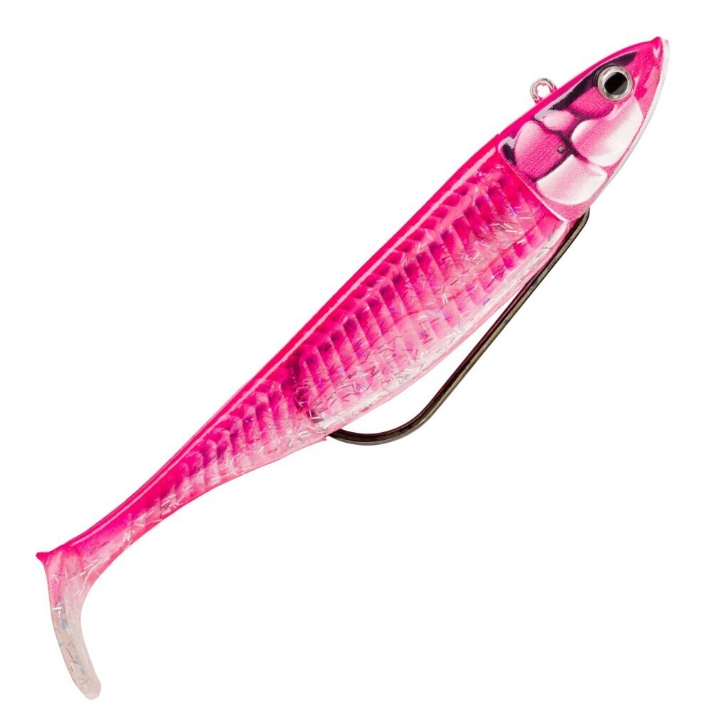 2 Pack of Rigged 14cm Storm Biscay Shad Soft Body Fishing Lures - Pink Sand  Eel