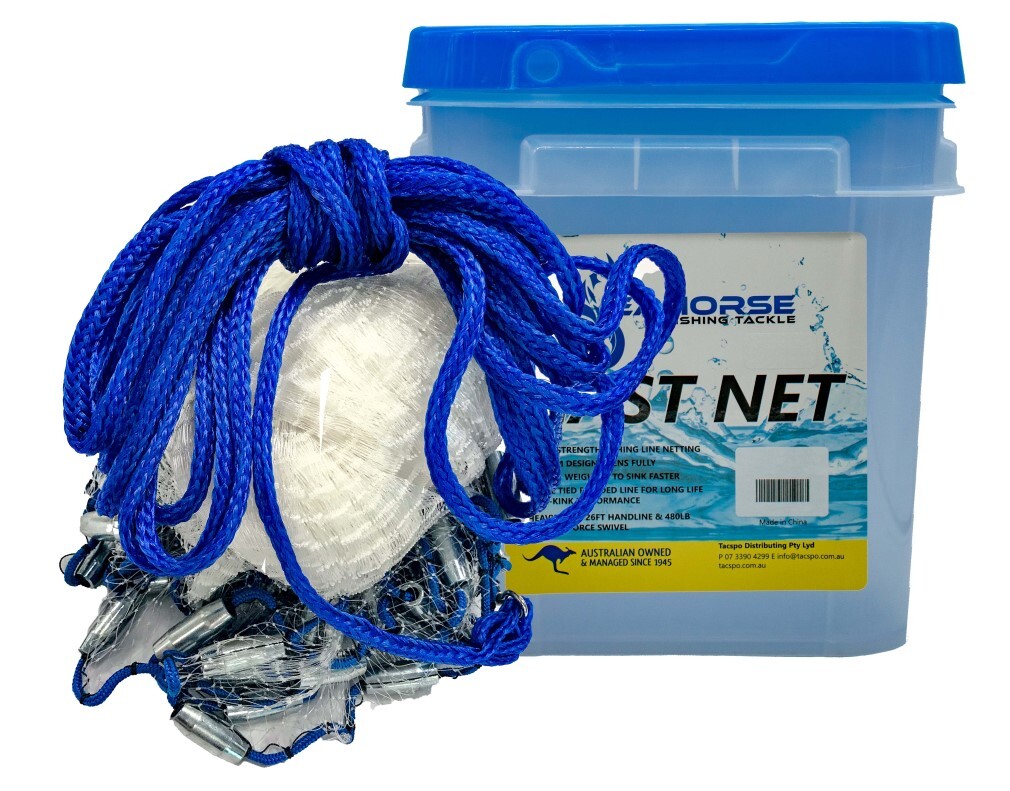 Seahorse Bottom Pocket 8ft Mono Cast Net with 3/4 Inch Mesh