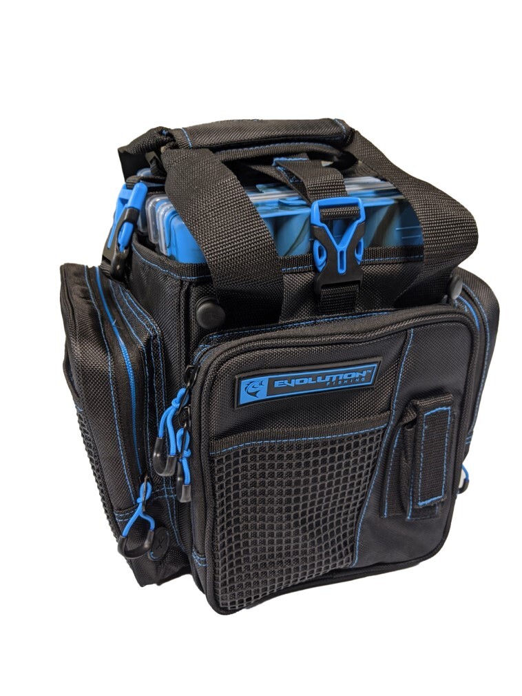 Evolution Drift Series Blue Vertical Fishing Tackle Bag With Five Tackle  Trays