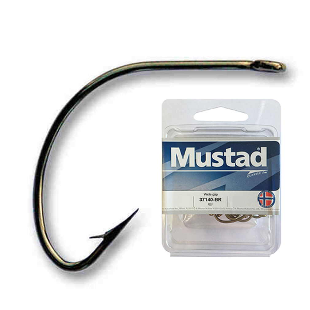 Mustad Classic Reversed Turned Up Eye Wide Gap Hollow Point Hook Pack of 100 