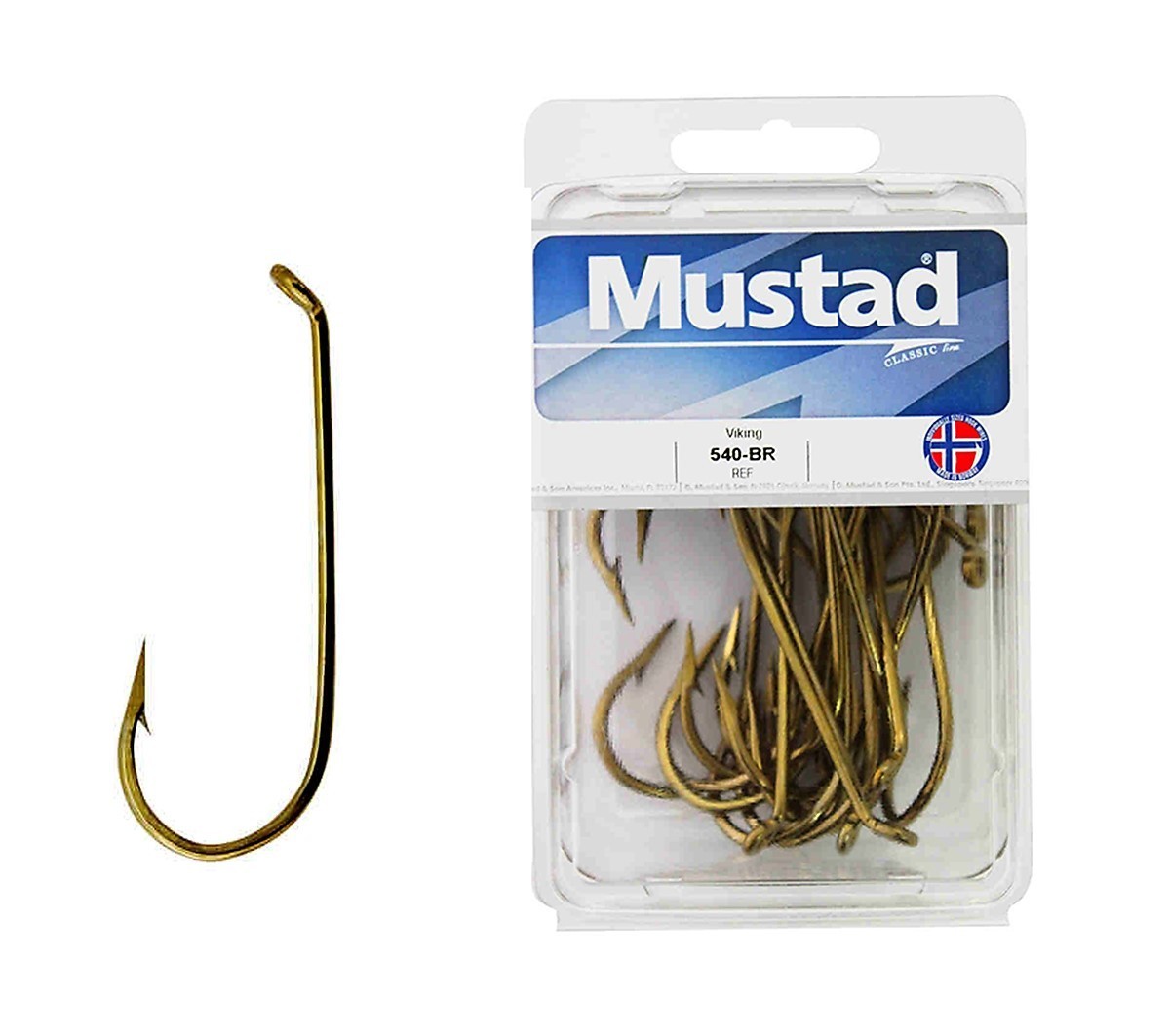 1 Box of Mustad Bronze French Viking Fishing Hooks