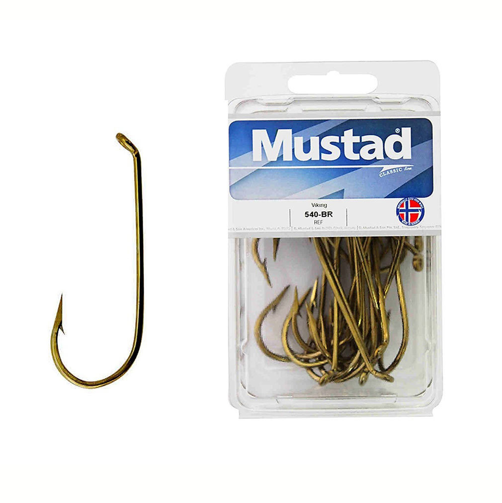 100x Mustad Bronze 540 French Viking Fishing Hooks