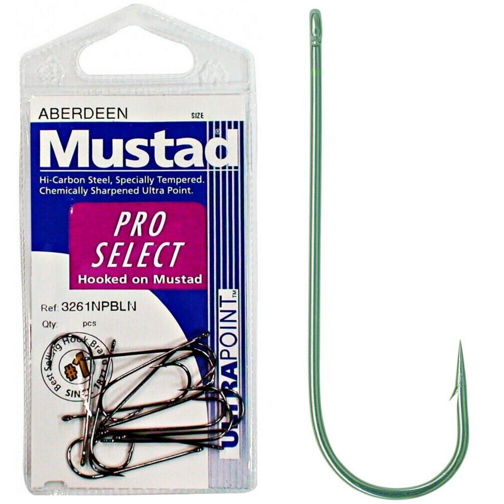 1 Packet of Mustad 3261NPBLN Aberdeen Long Shank Fishing Hooks - Black  Nickel