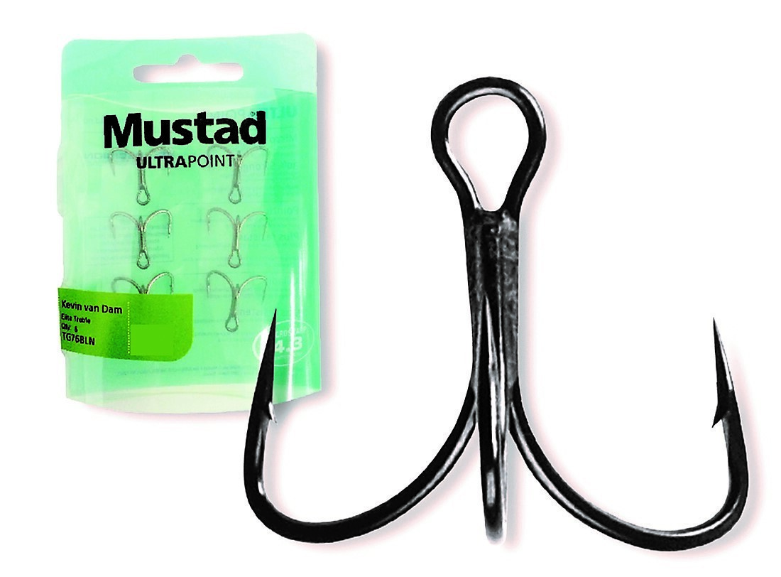 1 Box of Mustad TG76BLN Short Shank KVD Elite Triple Grip Treble Fishing  Hooks