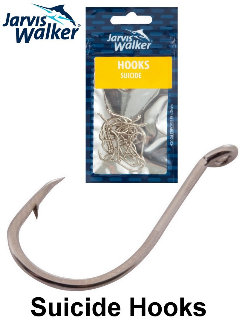 1 Packet of Jarvis Walker Nickle Suicide Fishing Hooks - 7 Sizes To Choose  From