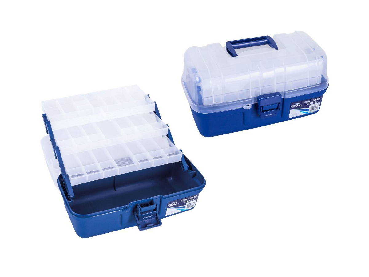 Jarvis Walker 3 Tray Clear Top Fishing Tackle Box - Tackle Storage Box  -Tool Box