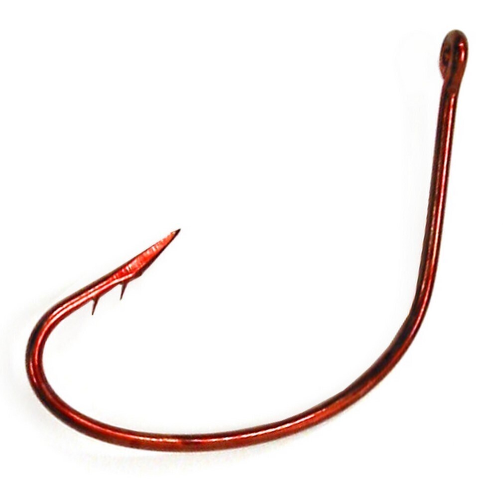 10 Packets of Size 8 Eagle Claw Lazer Sharp LT141 Red Double Barbed Wide  Gap Hooks Qty: 100 Hooks