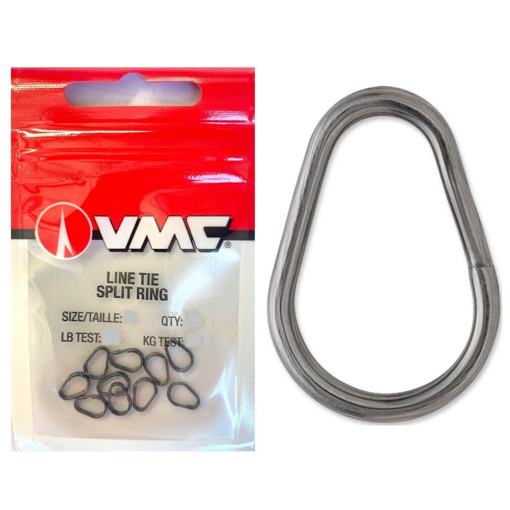 10 Pack of VMC Stainless Steel Line Tie Split Rings-Tear Drop Shaped Split  Rings