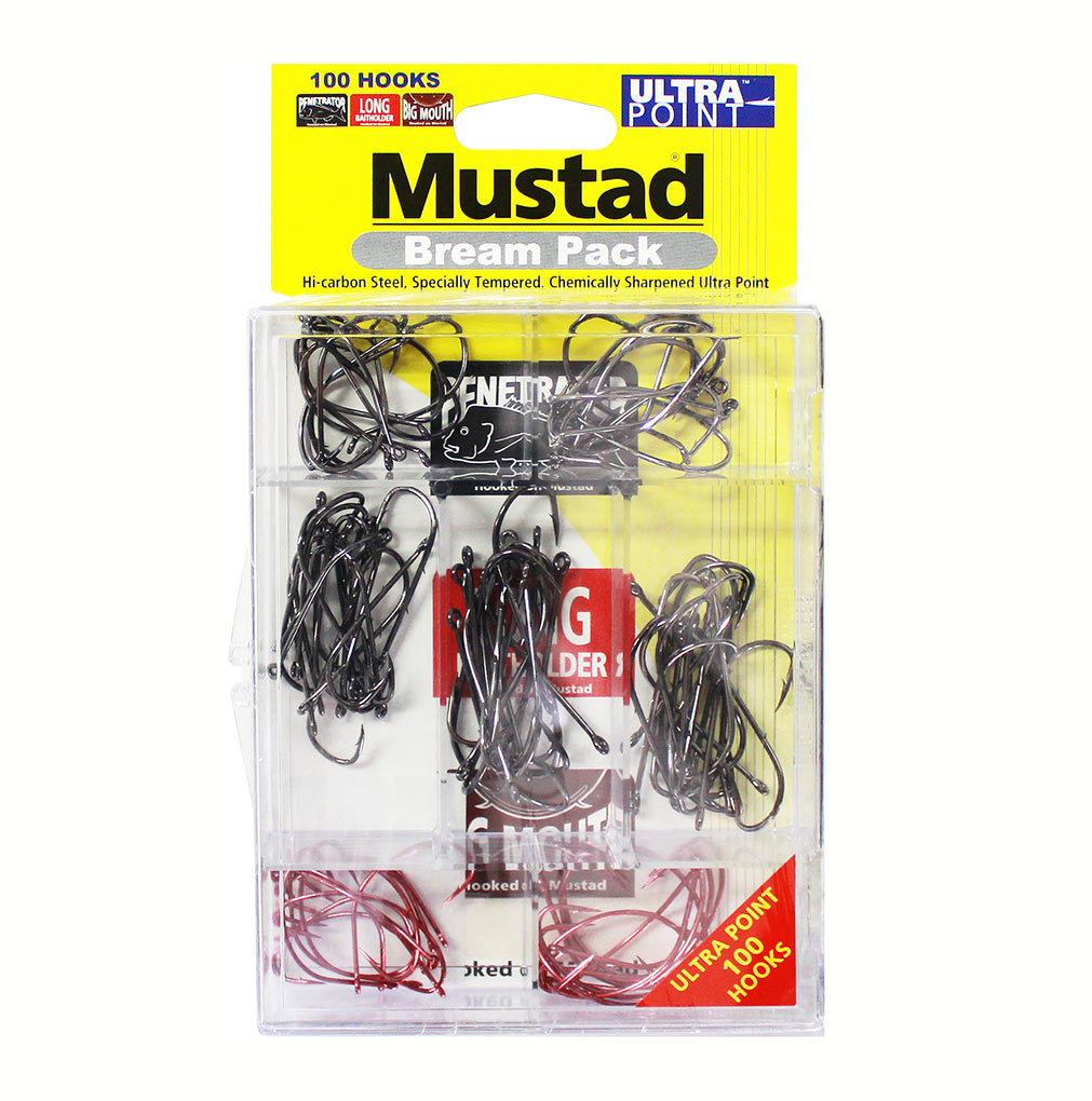 100 Pce Mustad Assorted Chemically Sharpened Bream Hook Pack
