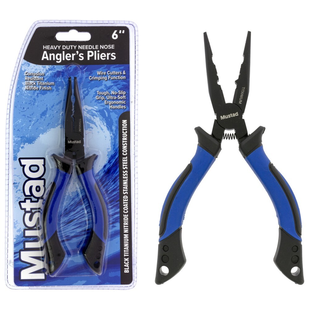 Mustad 6 Inch Heavy Duty Bent Nose Fishing Pliers