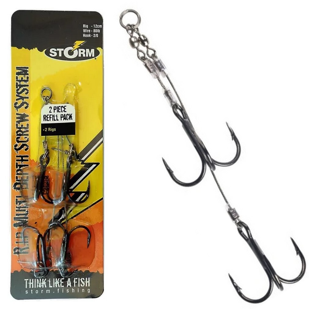 2 Pack of Size 14cm Storm RIP Multi-Depth Screw System Pre Made Rigs - Size  2/0