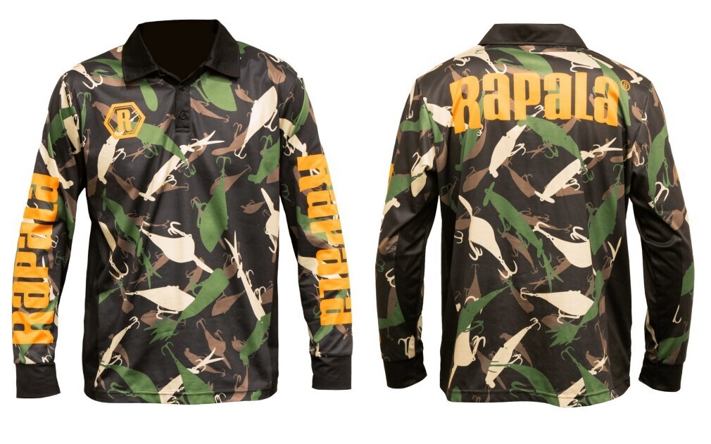 Rapala Camo Long Sleeve Tournament Fishing Shirt-UPF 30+ Collared Fishing  Jersey