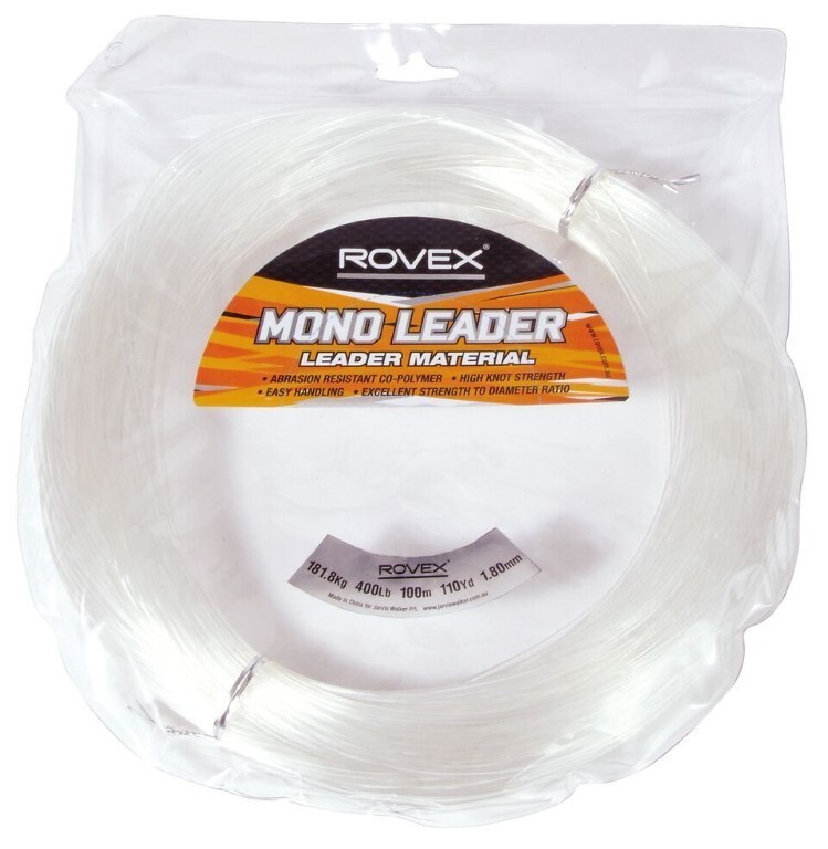 100m Spool of Rovex Monofilament Fishing Leader - Clear Mono