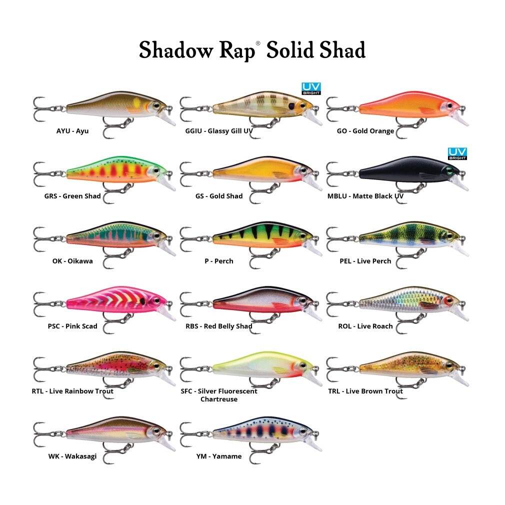 5cm Rapala Shadow Rap Solid Shad Fast Sinking Jerkbait/Twitchbait Fishing  Lure