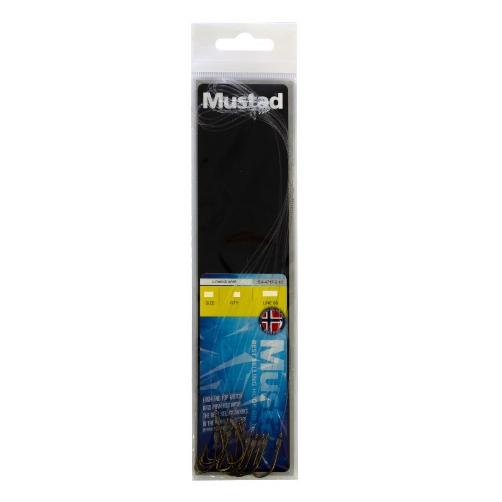 12 Pack of Mustad Hand Tied Snelled Rigs with 4717 Bronze