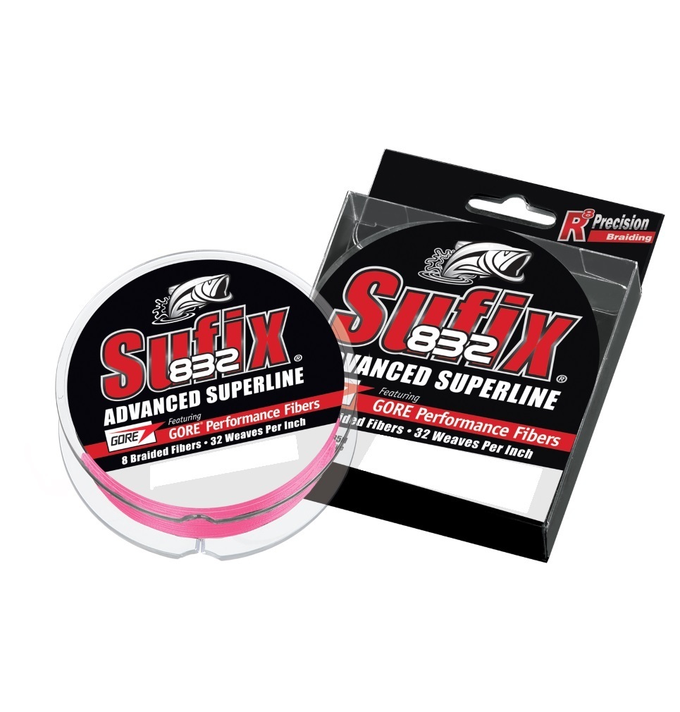300yd Spool of 10lb Sufix 832 Superline Braided Fishing Line - Pink