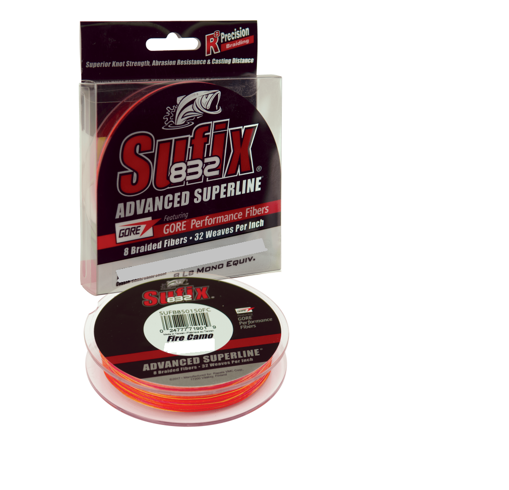 300yd Spool of 20lb Sufix 832 Superline Braided Fishing Line - Fire Camo  Braid