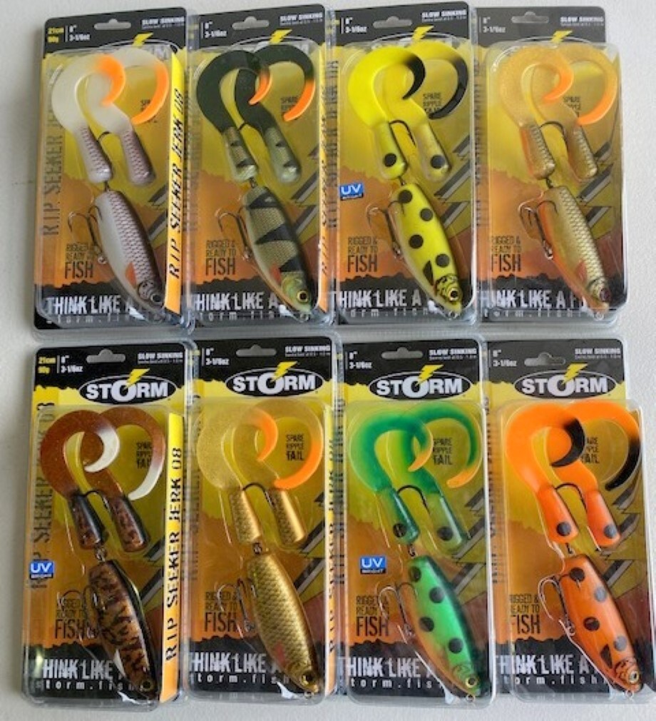 Storm 8 Inch R.I.P. Seeker Jerk Lures Mixed Box - 10 Assorted Lures With  Spare Tails