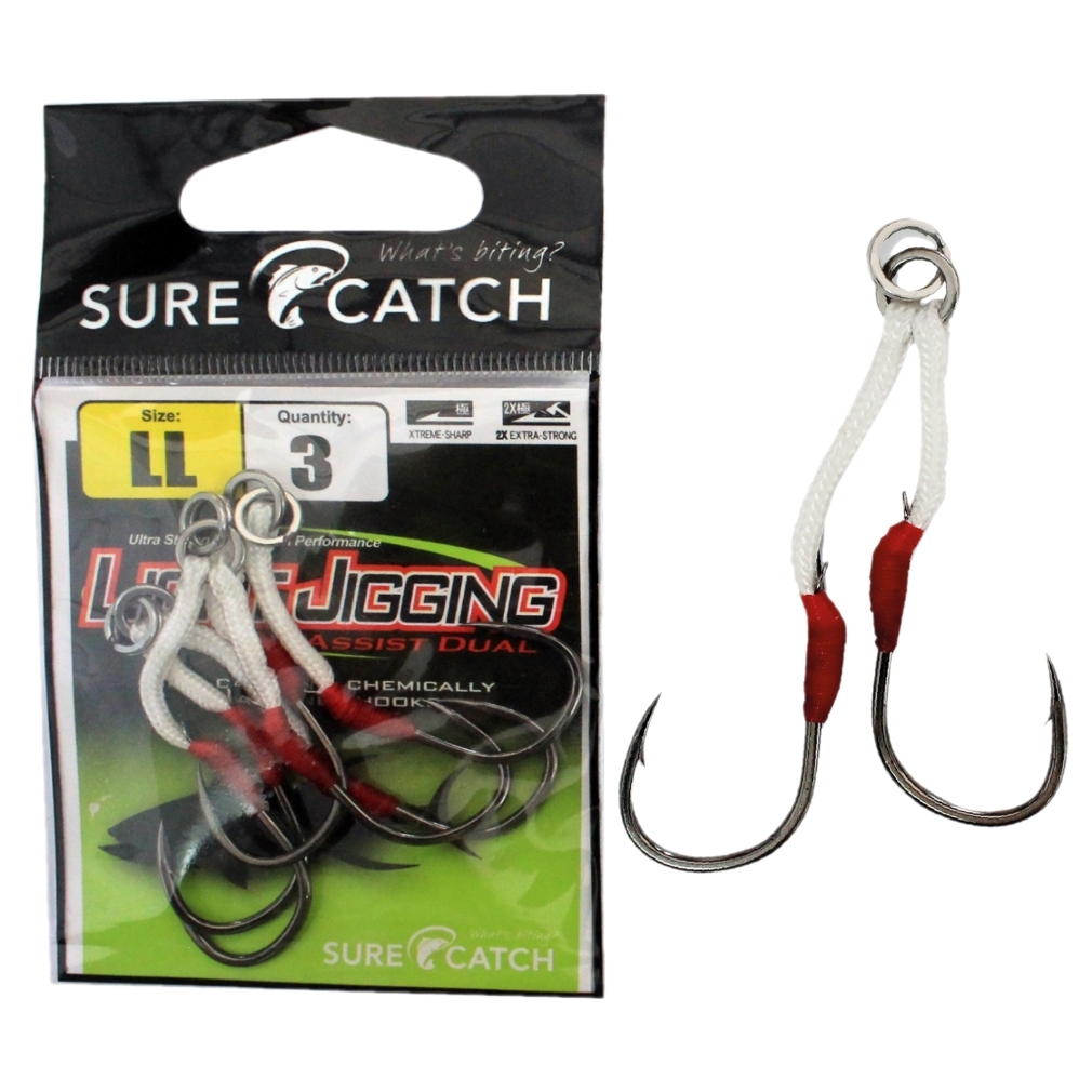 Sure Catch Fish Rigs 3 Pack of Surecatch Light Jigging Assist Hooks - Dual Rig Fishing Hooks
