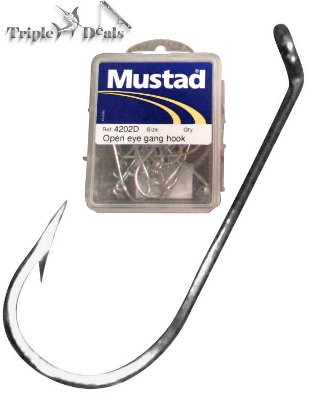 1 Box of Mustad 4202D Open Eye Gang Hooks - 2X Extra Strong Duratin ...