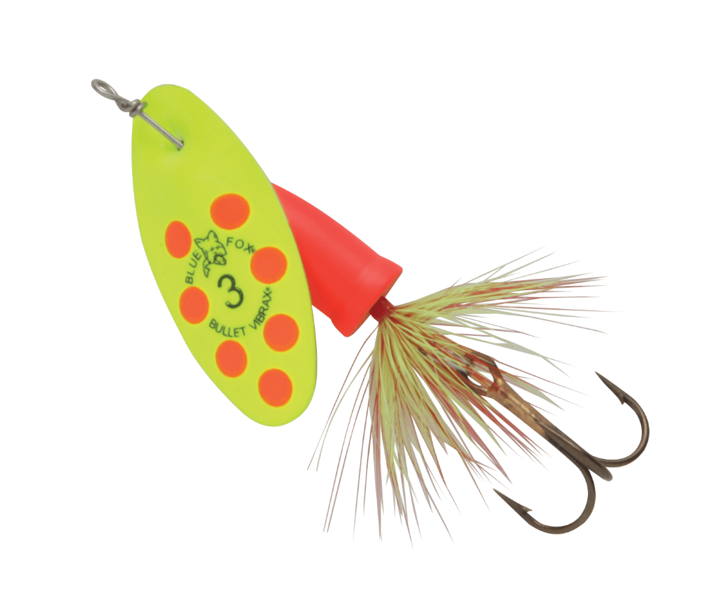 Size 3 Blue Fox Vibrax Bullet Fly 11gm Spinner Lure - Chartreuse