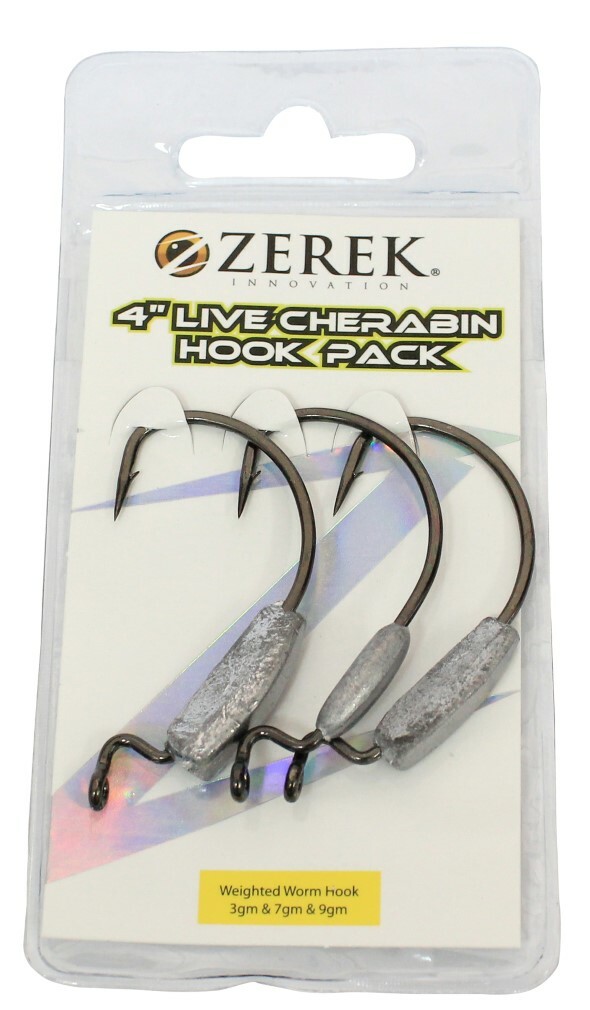 Zerek Weighted Worm Hook Pack for 4 Inch Live Cherabins