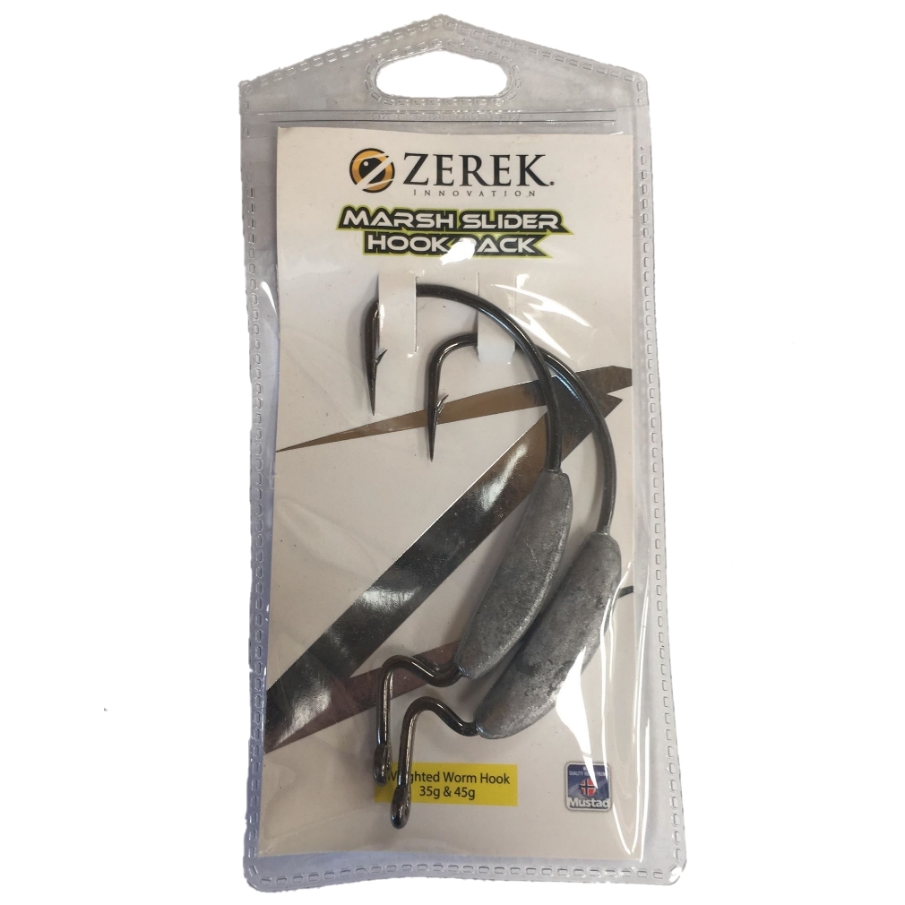 Size 12/0 Zerek Marsh Slider Weighted Worm Hook Pack-35g & 45g