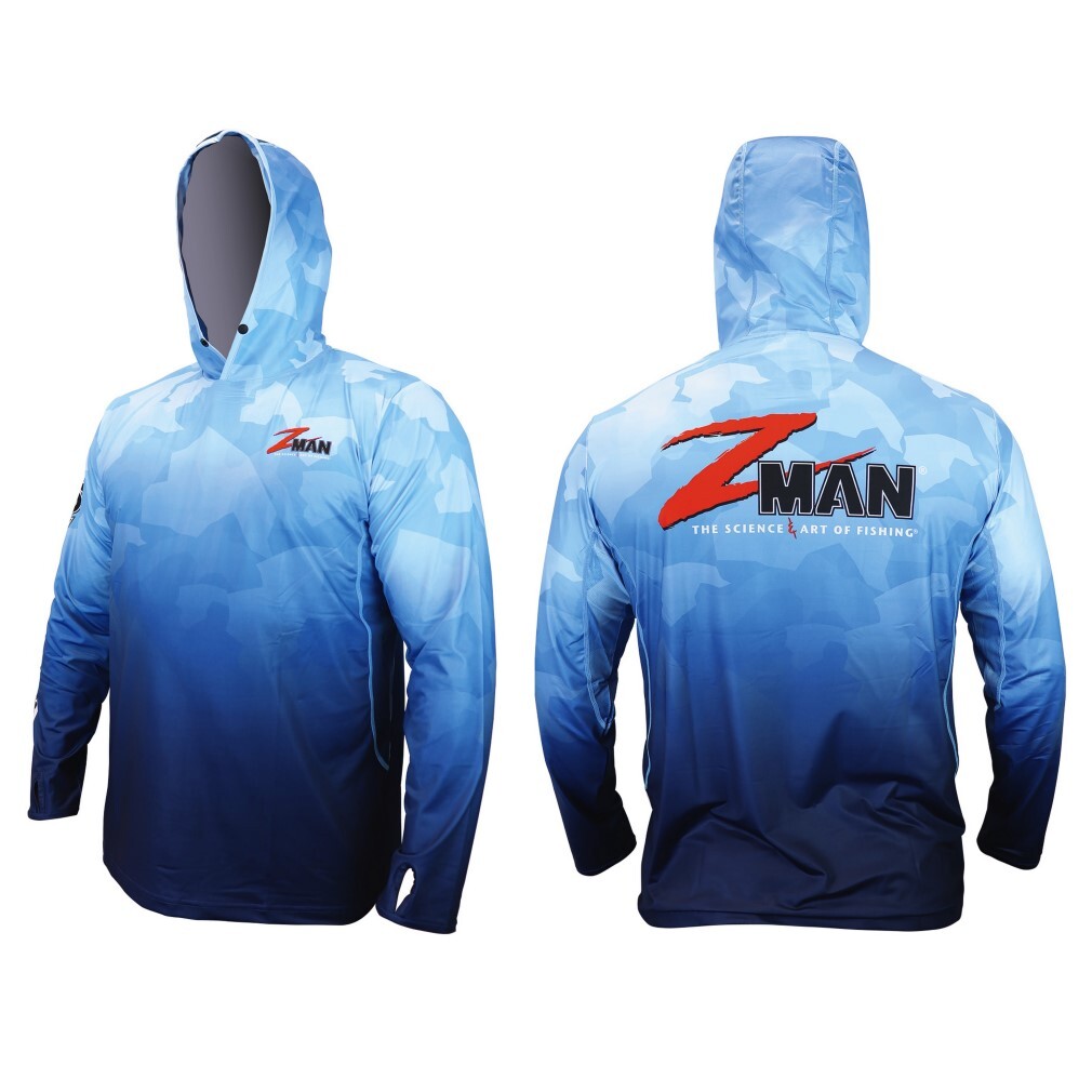 Zman Adults Hooded Long Sleeve Tournament Fishing Shirt 50+ UV Protection