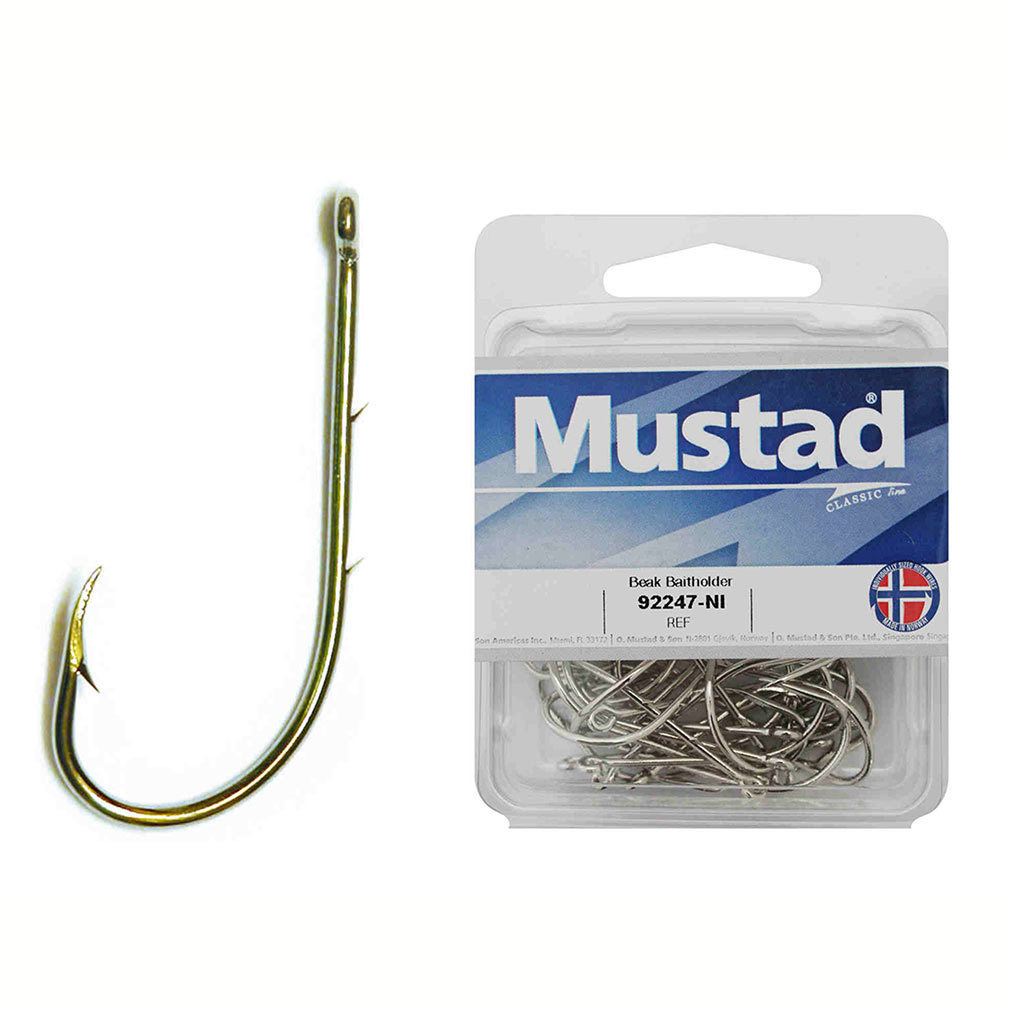 100 x Mustad 92247NI Beaked Baitholder Nickle Fishing Hooks